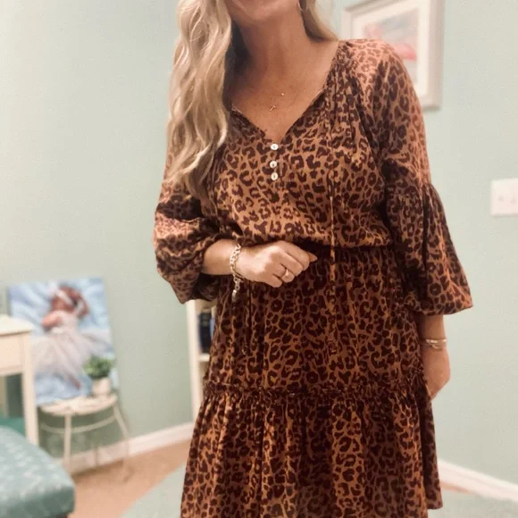 Petal & Pup Dresses | Petal & Pup Baja Brown Leopard Print Ruffled Balloon Sleeve Dress. Size 8 | Color: Brown | Size: 8 | Pm-95777213's Closet Petal & Pup Dresses | Petal & Pup Baja Brown Leopard Print Ruffled Balloon Sleeve Dress. Size 8 | Color: Brown | Size: 8 | Pm-95777213's Closet